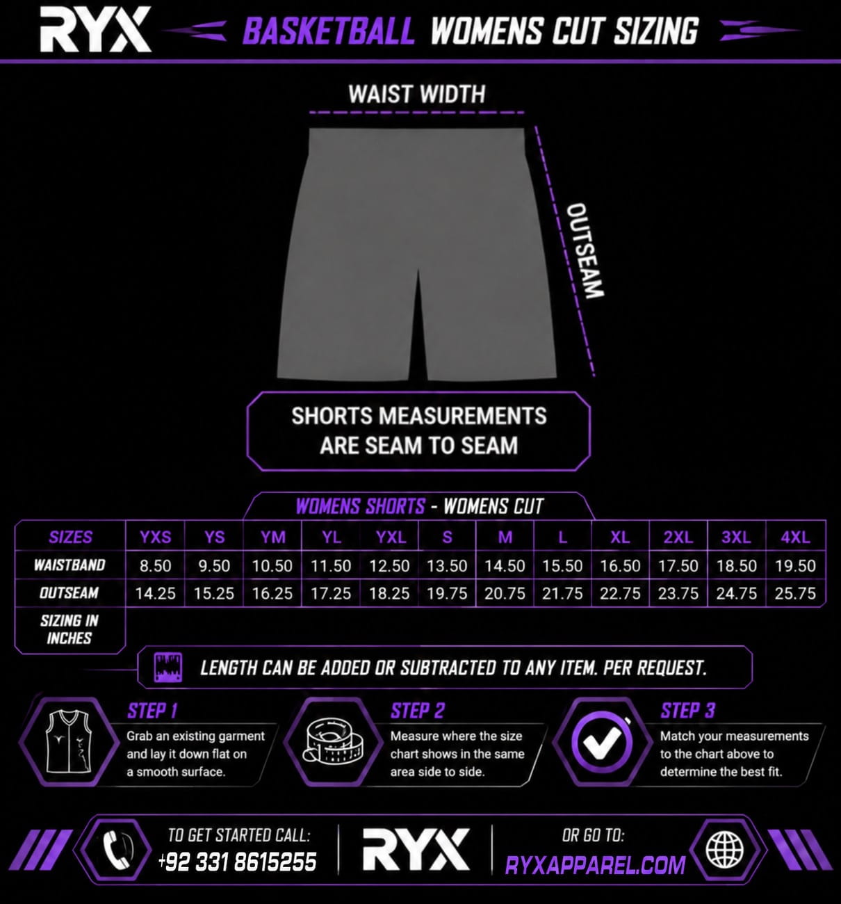 Basketball Women's Shorts Size Chart